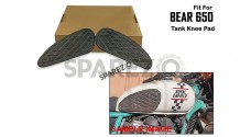 For Royal Enfield Bear 650 Leather Tank Knee Pad Black and Grey - SPAREZO
